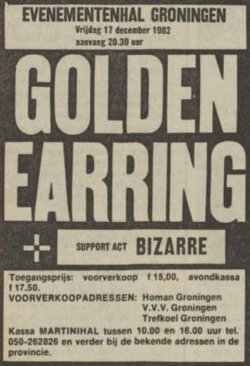 Golden Earring show announcement Groningen - Martinihal December 17, 1982